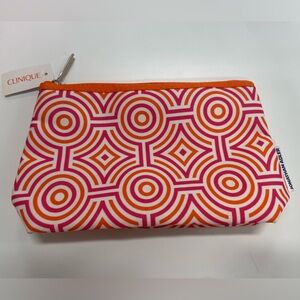 NWT Jonathan Adler for Clinique Pink and Orange Geometric Cosmetics Bag